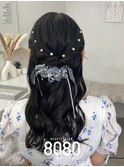 ねじりハーフアップ