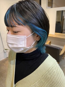 ソイ 下北沢(soi) インナーカラーアクアブルー　フェイスフレーミング