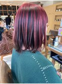 アンブレラカラー/カシスピンク デザインカラー レイヤーカット