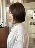 ミニボブ簡単スタイリング小顔ヘアブリーチなしアッシュベージュ