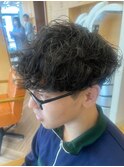 無造作波巻きスパイラルパーマ刈り上げメンズマッシュ札幌手稲