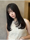 美髪レイヤーカット/顔まわりレイヤー/くびれミディアムレイヤー