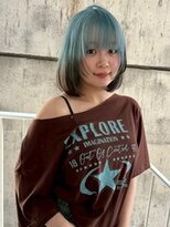 ネハス 栄(nehus.) 28. ダークブルー/セミロング/インナーカラー