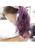 毛先にパープルとピンク