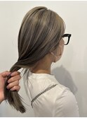ロング、ローライトカラー、グレー