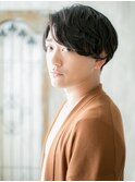 20代30代ブラックかき上げ斜めバングマッシュX草加