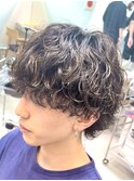 渋谷メンズミディアムパーママッシュウルフカットシャドウパーマ