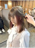 ピンクインナーカラー/ダブルカラー/ケアブリーチ/髪質改善/新潟