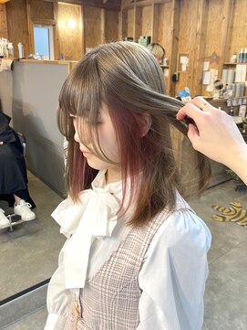 ピンクインナーカラー/ダブルカラー/ケアブリーチ/髪質改善/新潟