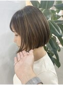 くびれショートボブ40代50代グレイカラー白髪染め白髪ぼかし