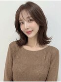 シースルー黒髪クラゲヘアくびれミディウルフカット30代40代A22