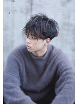 シースルーバング×無造作ツーブロックマッシュ