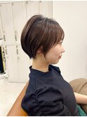魅力倍増カールセミディシアーカラーダークアッシュショートヘア