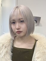 サンク 原宿 表参道(cinq)&nbsp;ミルクティーベージュ切りっぱなしボブ韓国風ハイトーン20代