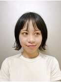 薄バング×外ハネBOB