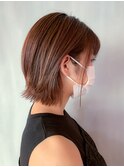 外ハネ×ハイライト+ピンクラベンダー K Aラインボブショート