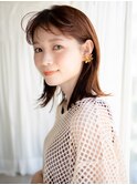 前髪パーマでもっと可愛く!シンプル外ハネミディ・・・HINATA