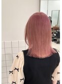 レイヤーカット韓国ヘアくびれヘアダブルカラーホワイトピンク