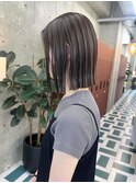 切りっぱなしボブ/ハイライト/グレージュ/20代30代mn-7