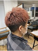 コーラルピンクサイドパートモヒカン【TELA HAIR葛西】