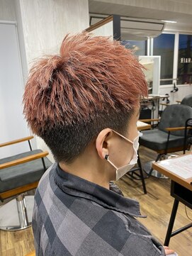 テーラヘアー 葛西店(TELA HAIR) コーラルピンクサイドパートモヒカン【TELA HAIR葛西】