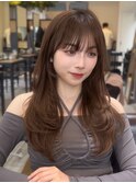 美髪レイヤーカット/顔まわりレイヤー/くびれロングレイヤー