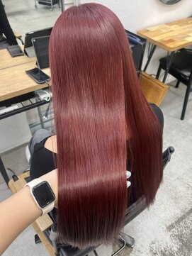 キラ 原宿(KILLA) ブリーチありダブルカラー/チェリーレッド/ローレイヤー/原宿