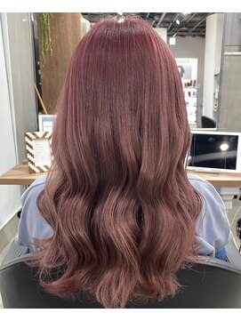 ピンク/ブリーチ/ダブルブリーチ/暖色/ロング/巻き髪/推しカラー