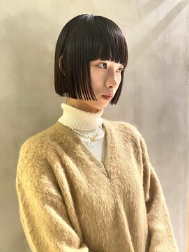 ネロ ヘアサロン ネイビー 渋谷(NERO HAIRSALON NAVY) 【渡邊将大】   黒髪　ボブ　リップライン　髪質改善