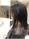 元住吉美容室ミディアム☆暗髪ベースにインナーカラー☆