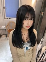 サンド 鹿児島中央(sand)&nbsp;黒髪/グレーベージュ/レイヤーロング/前髪パーマ[鹿児島駅]