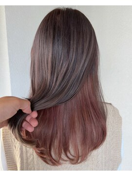 ジーナ バイ アルティナ(Dina by artina) インナーカラーピンクバイカラーツートンカラーチェリーブラウン