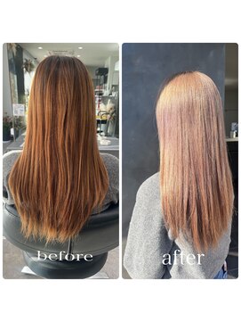 ガルボヘアー 桟橋店(garbo hair) ハイトーン　ミルクティーベージュ　トリートメント