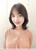 透明感ショコラグレージュ外ハネミディアムくびれヘア