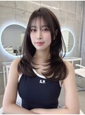 ショコラブラウン レイヤーカット シースルー前髪
