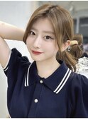 小顔ポニーテール×顔まわりレイヤー