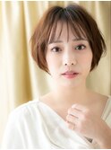 大人ショートヘア/シースルーバング/ミルクブラウン/無造作e