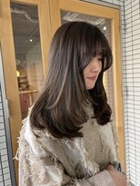 マルソー&nbsp;岡山顔まわりレイヤーカットオリーブカラー髪質改善カラー