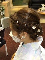 お姫様風浴衣の着付けとヘアアレンジ