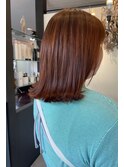 orange color/大人ガーリー/切りっぱなしボブ/20代30代40代/小顔