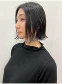 くびれボブミニウルフ透明感シルバーアッシュグレージュカラー