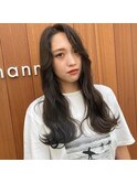 韓国風大人っぽバングヘアスモキーグレー