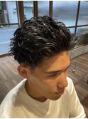 30代40代メンズパーマサーフカールツーブロックフェード