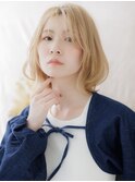 ブリーチオンカラー金髪ニュアンスパーマボブディa上尾20代30代