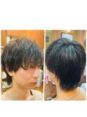 ナチュラルウルフマッシュ長め前髪色気ヘア