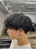 メンズ刈り上げマッシュツイストスパイラルパーマ