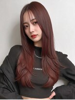 レア 新越谷(LEA) 艶感ロングレイヤー × ボルドーブラウン