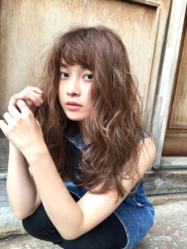 ロット 横浜店(lot) マロンベージュ×オン眉ふわくしゅパーマ[横浜駅]