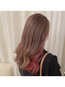 ヘアビータ 松前店(HAIR vita) 【vita/ren】ロング×ミルクティーベージュ×レッドカラー