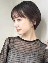 ノラ ギンザ(NORA GINZA)&nbsp;丸みショートマッシュコンパクト黒髪ベージュショート前髪あり